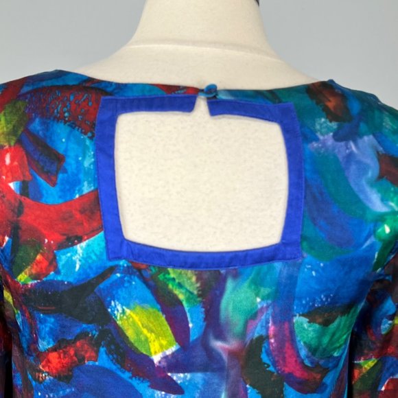 by Smith Womens Silk Watercolor Shift Dress Blue Red Artistic size Medium - Picture 7 of 12